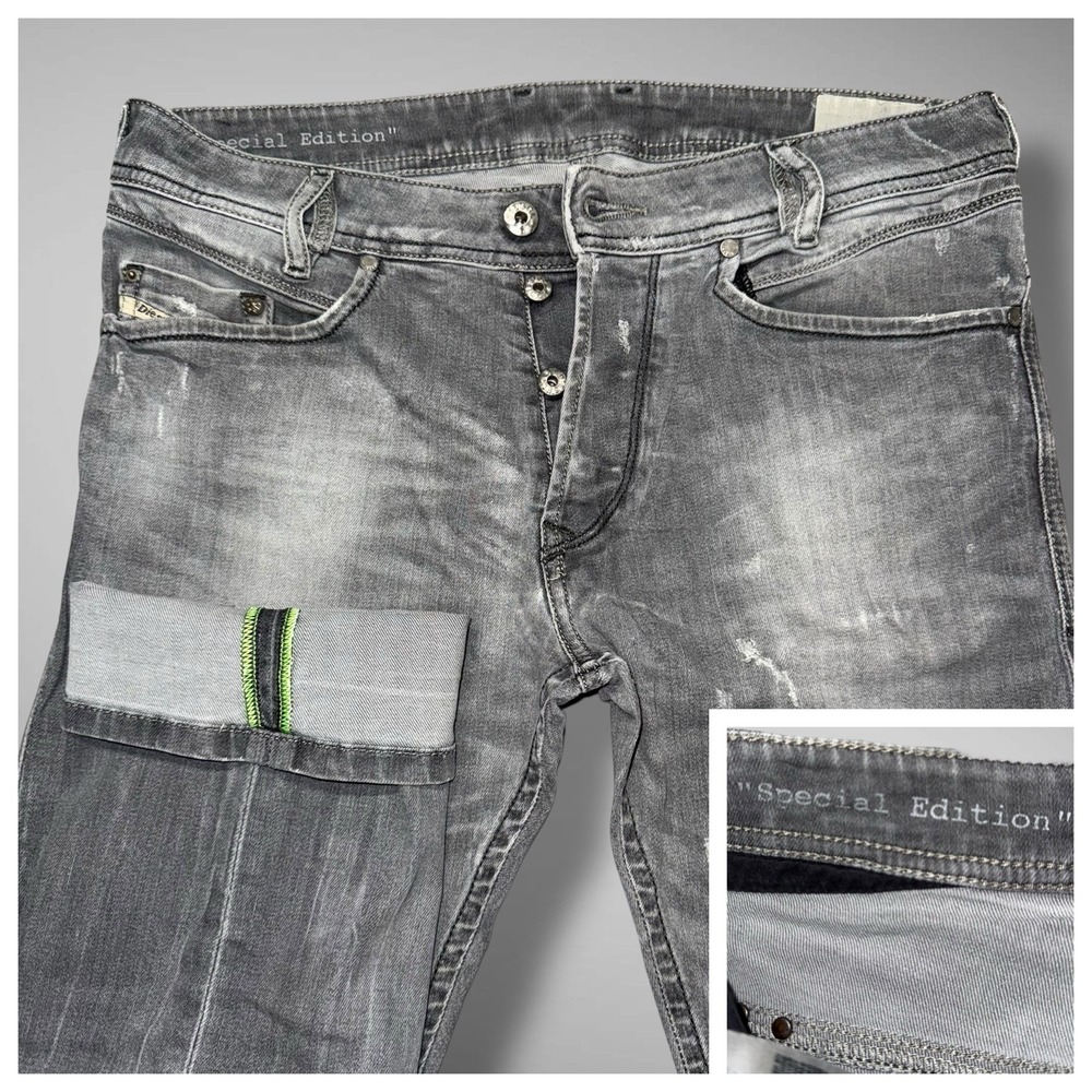 Diesel Jeans Mens 30x32 Gray Poiak SPECIAL‎ EDITION Zipper Pockets Stretch RARE